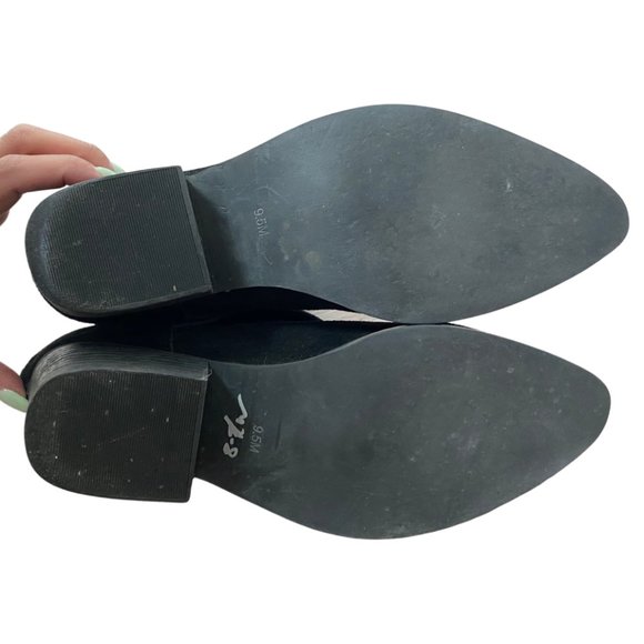 🍒SOLD🍒JEFFREY CAMPBELL Black Suede Mesh Buckle Booties Sz 9.5 - Picture 5 of 6